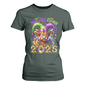 Mardi Gras 2025 T Shirt For Women Cow Jester Outfit TS09 Dark Forest Green Print Your Wear