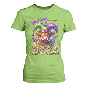 Mardi Gras 2025 T Shirt For Women Cow Jester Outfit TS09 Lime Print Your Wear