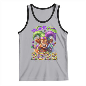 Mardi Gras 2025 Tank Top Cow Jester Outfit TS09 Athletic Heather Black Print Your Wear