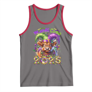 Mardi Gras 2025 Tank Top Cow Jester Outfit TS09 Deep Heather Red Print Your Wear