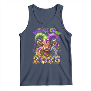 Mardi Gras 2025 Tank Top Cow Jester Outfit TS09 Navy Print Your Wear