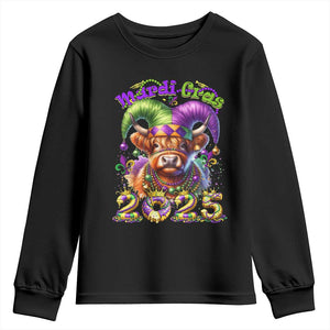 Mardi Gras 2025 Youth Sweatshirt Cow Jester Outfit TS09 Black Print Your Wear