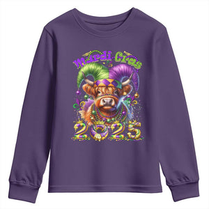 Mardi Gras 2025 Youth Sweatshirt Cow Jester Outfit TS09 Purple Print Your Wear