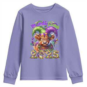 Mardi Gras 2025 Youth Sweatshirt Cow Jester Outfit TS09 Violet Print Your Wear