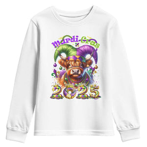 Mardi Gras 2025 Youth Sweatshirt Cow Jester Outfit TS09 White Print Your Wear