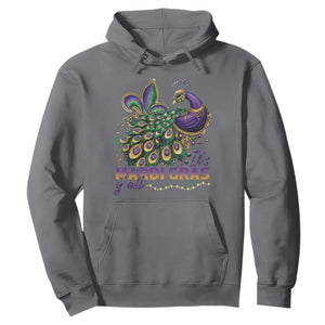 Mardi Gras Hoodie Its Mardi Gras Y'all Peacock Costume TS09 Charcoal Print Your Wear