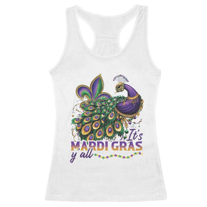 Mardi Gras Racerback Tank Top Its Mardi Gras Y'all Peacock Costume TS09 White Print Your Wear