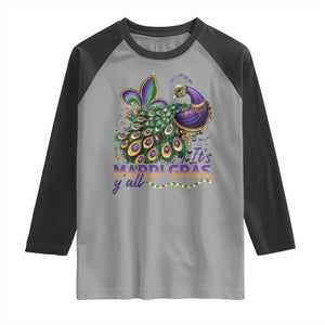 Mardi Gras Raglan Shirt Its Mardi Gras Y'all Peacock Costume TS09 Sport Gray Black Print Your Wear