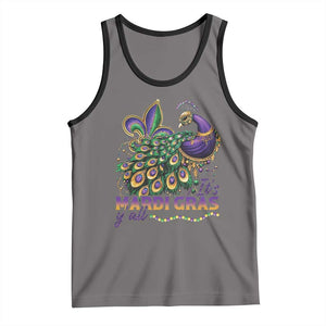 Mardi Gras Tank Top Its Mardi Gras Y'all Peacock Costume TS09 Deep Heather Black Print Your Wear