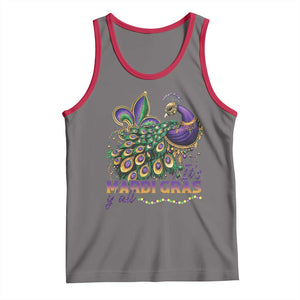 Mardi Gras Tank Top Its Mardi Gras Y'all Peacock Costume TS09 Deep Heather Red Print Your Wear