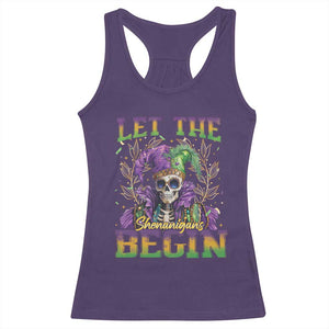 Mardi Gras Racerback Tank Top Let The Shenanigans Begin Skeleton Jester Costume TS09 Purple Print Your Wear