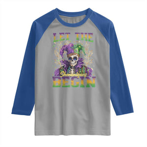 Mardi Gras Raglan Shirt Let The Shenanigans Begin Skeleton Jester Costume TS09 Sport Gray Royal Print Your Wear