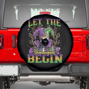 Mardi Gras Spare Tire Cover Let The Shenanigans Begin Skeleton Jester Costume TS09 Black Print Your Wear
