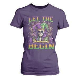 Mardi Gras T Shirt For Women Let The Shenanigans Begin Skeleton Jester Costume TS09 Purple Print Your Wear