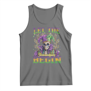 Mardi Gras Tank Top Let The Shenanigans Begin Skeleton Jester Costume TS09 Black Heather Print Your Wear