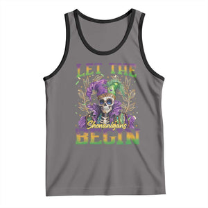 Mardi Gras Tank Top Let The Shenanigans Begin Skeleton Jester Costume TS09 Deep Heather Black Print Your Wear