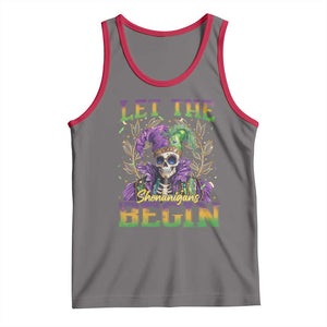 Mardi Gras Tank Top Let The Shenanigans Begin Skeleton Jester Costume TS09 Deep Heather Red Print Your Wear