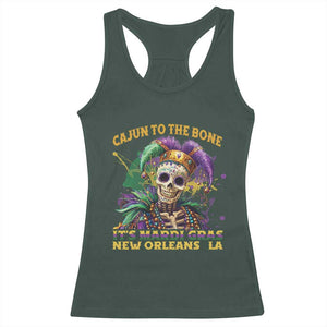 Louisiana Mardi Gras Racerback Tank Top Cajun To The Bone Skeleton Jester Costume TS09 Dark Forest Green Print Your Wear
