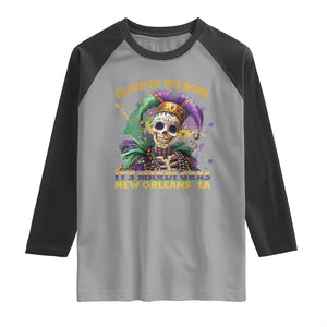 Louisiana Mardi Gras Raglan Shirt Cajun To The Bone Skeleton Jester Costume TS09 Sport Gray Black Print Your Wear