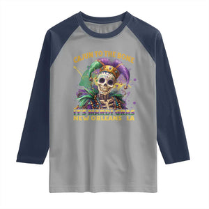Louisiana Mardi Gras Raglan Shirt Cajun To The Bone Skeleton Jester Costume TS09 Sport Gray Navy Print Your Wear