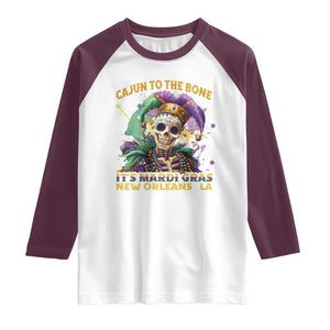 Louisiana Mardi Gras Raglan Shirt Cajun To The Bone Skeleton Jester Costume TS09 White Maroon Print Your Wear