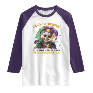 Louisiana Mardi Gras Raglan Shirt Cajun To The Bone Skeleton Jester Costume TS09 White Purple Print Your Wear