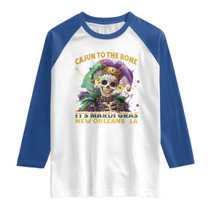 Louisiana Mardi Gras Raglan Shirt Cajun To The Bone Skeleton Jester Costume TS09 White Royal Print Your Wear