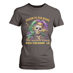 Louisiana Mardi Gras T Shirt For Women Cajun To The Bone Skeleton Jester Costume TS09 Dark Chocolate Print Your Wear