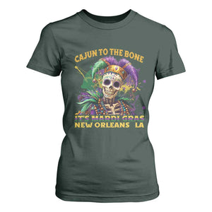 Louisiana Mardi Gras T Shirt For Women Cajun To The Bone Skeleton Jester Costume TS09 Dark Forest Green Print Your Wear