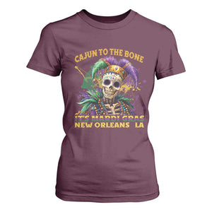 Louisiana Mardi Gras T Shirt For Women Cajun To The Bone Skeleton Jester Costume TS09 Maroon Print Your Wear