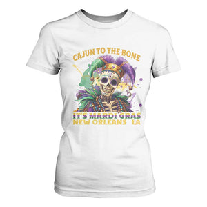 Louisiana Mardi Gras T Shirt For Women Cajun To The Bone Skeleton Jester Costume TS09 White Print Your Wear