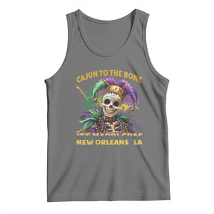 Louisiana Mardi Gras Tank Top Cajun To The Bone Skeleton Jester Costume TS09 Black Heather Print Your Wear