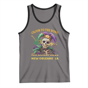 Louisiana Mardi Gras Tank Top Cajun To The Bone Skeleton Jester Costume TS09 Deep Heather Black Print Your Wear