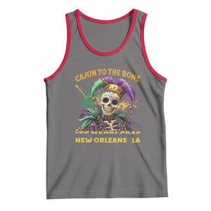 Louisiana Mardi Gras Tank Top Cajun To The Bone Skeleton Jester Costume TS09 Deep Heather Red Print Your Wear
