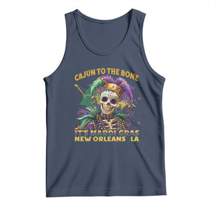 Louisiana Mardi Gras Tank Top Cajun To The Bone Skeleton Jester Costume TS09 Navy Print Your Wear