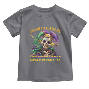 Louisiana Mardi Gras Toddler T Shirt Cajun To The Bone Skeleton Jester Costume TS09 Charcoal Print Your Wear