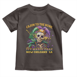 Louisiana Mardi Gras Toddler T Shirt Cajun To The Bone Skeleton Jester Costume TS09 Dark Chocolate Print Your Wear
