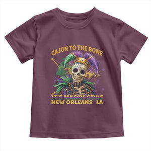 Louisiana Mardi Gras Toddler T Shirt Cajun To The Bone Skeleton Jester Costume TS09 Maroon Print Your Wear