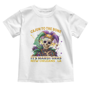 Louisiana Mardi Gras Toddler T Shirt Cajun To The Bone Skeleton Jester Costume TS09 White Print Your Wear