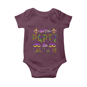 Ain't No Party Like Mardi Gras Baby Onesie TS09 Maroon Print Your Wear