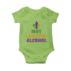 Funny Mardi Gras Party Baby Onesie May Contain Alcohol Drinking Team TS09 Lime Print Your Wear