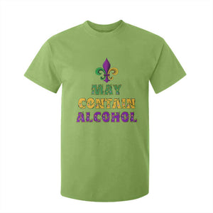 Funny Mardi Gras Party T Shirt For Kid May Contain Alcohol Drinking Team TS09 Lime Print Your Wear