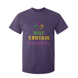 Funny Mardi Gras Party T Shirt For Kid May Contain Alcohol Drinking Team TS09 Purple Print Your Wear