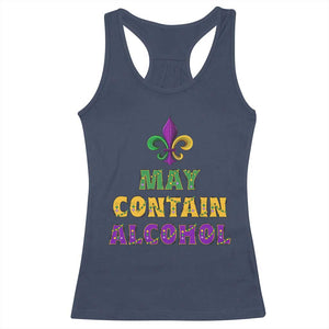 Funny Mardi Gras Party Racerback Tank Top May Contain Alcohol Drinking Team TS09 Navy Print Your Wear