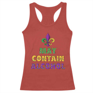 Funny Mardi Gras Party Racerback Tank Top May Contain Alcohol Drinking Team TS09 Red Print Your Wear