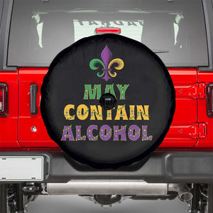 Funny Mardi Gras Party Spare Tire Cover May Contain Alcohol Drinking Team TS09 Black Print Your Wear