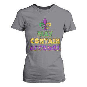 Funny Mardi Gras Party T Shirt For Women May Contain Alcohol Drinking Team TS09 Charcoal Print Your Wear