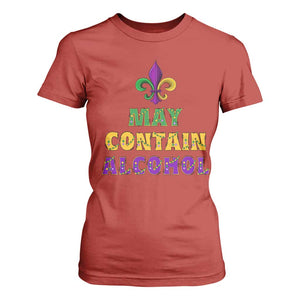 Funny Mardi Gras Party T Shirt For Women May Contain Alcohol Drinking Team TS09 Red Print Your Wear