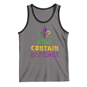Funny Mardi Gras Party Tank Top May Contain Alcohol Drinking Team TS09 Deep Heather Black Print Your Wear