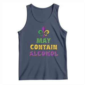Funny Mardi Gras Party Tank Top May Contain Alcohol Drinking Team TS09 Navy Print Your Wear